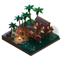 isla de verano con palmeras, ilustración 3d png