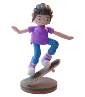 3D-illustration, karaktär som spelar skateboard med ett podium, används för webb, app, infographic, etc png