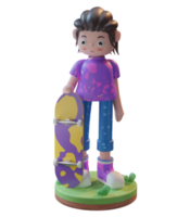 3d illustratie, personage dat skateboard speelt met een podium, gebruikt voor web, app, infographic, enz png