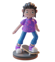 Illustration 3d, personnage jouant au skateboard avec un podium, utilisé pour le web, l'application, l'infographie, etc. png