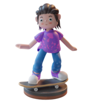 Illustration 3d, personnage jouant au skateboard avec un podium, utilisé pour le web, l'application, l'infographie, etc. png