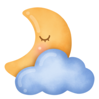 aquarelle lune et étoile clipart png