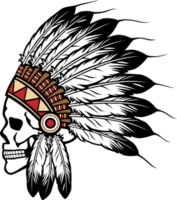 Native American Indian Chief Skull Png Illustration