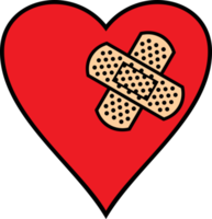 Broken heart and adhesive bandage png