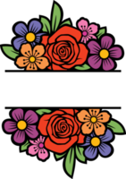 bouquet de fleurs. cadre floral ou bordure. png