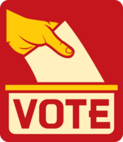 étiquette de vote - main mettant un bulletin de vote dans une fente de boîte