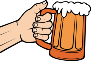 mão segurando a caneca de cerveja png ilustração