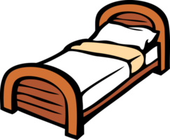 Bed and pillow png color illustration