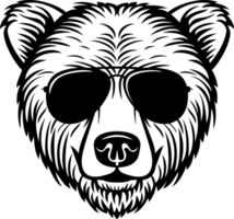 Bear head with aviator sunglasses png illustration