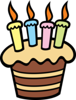 verjaardagstaart met kaarsen png illustratie