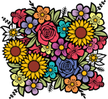 Flowers bouquet color png illustration