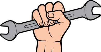 mano sosteniendo llave herramienta color png ilustración
