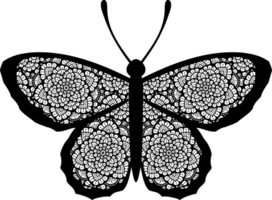 papillon mandala - design bohème noir et blanc. png. png