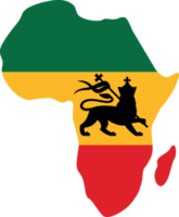 Map of Africa and the lion of Judah - Rastafarian flag design, reggae background png