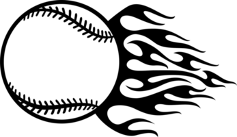flammender baseballball schwarz-weiß-png-illustration png