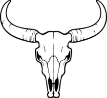 illustrazione png in bianco e nero del cranio del toro