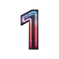 Number 1, Alphabet made from Neon Light png