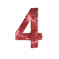 Numbers made of meat png