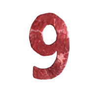 Numbers made of meat png