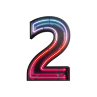 Number 2, Alphabet made from Neon Light png