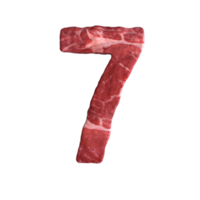 Numbers made of meat png