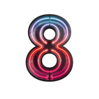Number 8, Alphabet made from Neon Light png