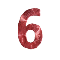 Numbers made of meat png