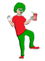payaso hombres rojo y verde bebida jugo personaje de dibujos animados png