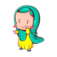 illustration d'une drôle de fille musulmane avec une pose mignonne png