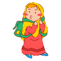 Cute Girl Wearing Hijab and Holding Backpack png
