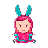 illustration of cute muslim girl with rabbit ear hijab png