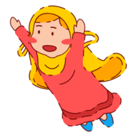 Cute Girl Wearing Hijab with Jumping Fly png
