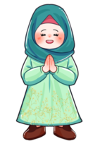 Hijab-Charaktergrußillustration png
