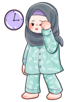 Hijab Character Wakes up Illustration png