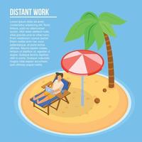 Island distant work concept background, isometric style vector