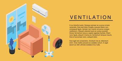 Home ventilation concept banner, isometric style vector