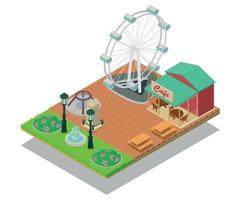 Theme park concept banner, isometric style vector