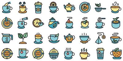 iconos de té establecer vector plano