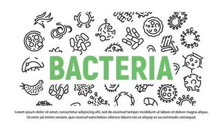 Bacteria banner, outline style vector