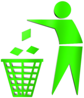 basura verde, reciclaje o tirar basura, ilustración de signo 3d de cubo de basura. png