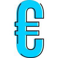 Colorful Euro Currency, Money Sign with Offset Stroke png