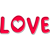 Love Text with Red Color and an Outline Offset Stroke png