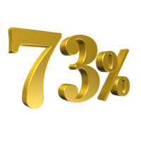 73 Percent Gold Number Seventy Three 3D Rendering png