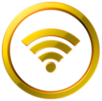 wifi, trådlös internetanslutning guld ikon 3d illustration. png