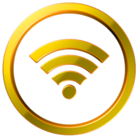 wifi, drahtlose internetverbindung gold symbol 3d illustration. png