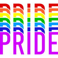 pride rainbowcolor text med offset kontur streck png