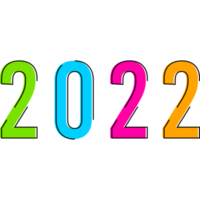 texto colorido do ano 2022 com traçado de contorno deslocado png