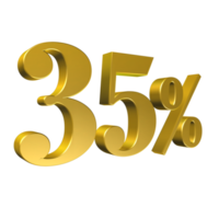 35 Percent Gold Number Thirty Five 3D Rendering png