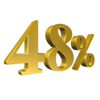 48 Percent Gold Number Forty Eight 3D Rendering png