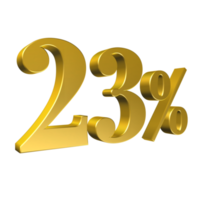 23 Percent Gold Number Twenty Three 3D Rendering png